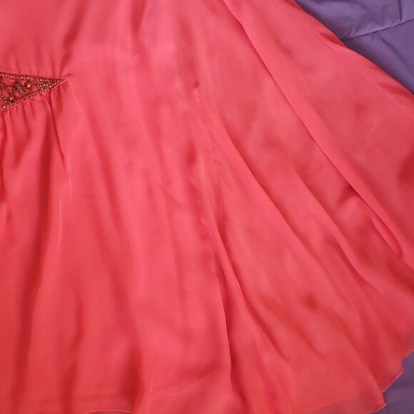 FREE PEOPLE Dancing in the moonlight Beaded dress sz 4 Papaya Coral Chiffon NWOT - Picture 14 of 14